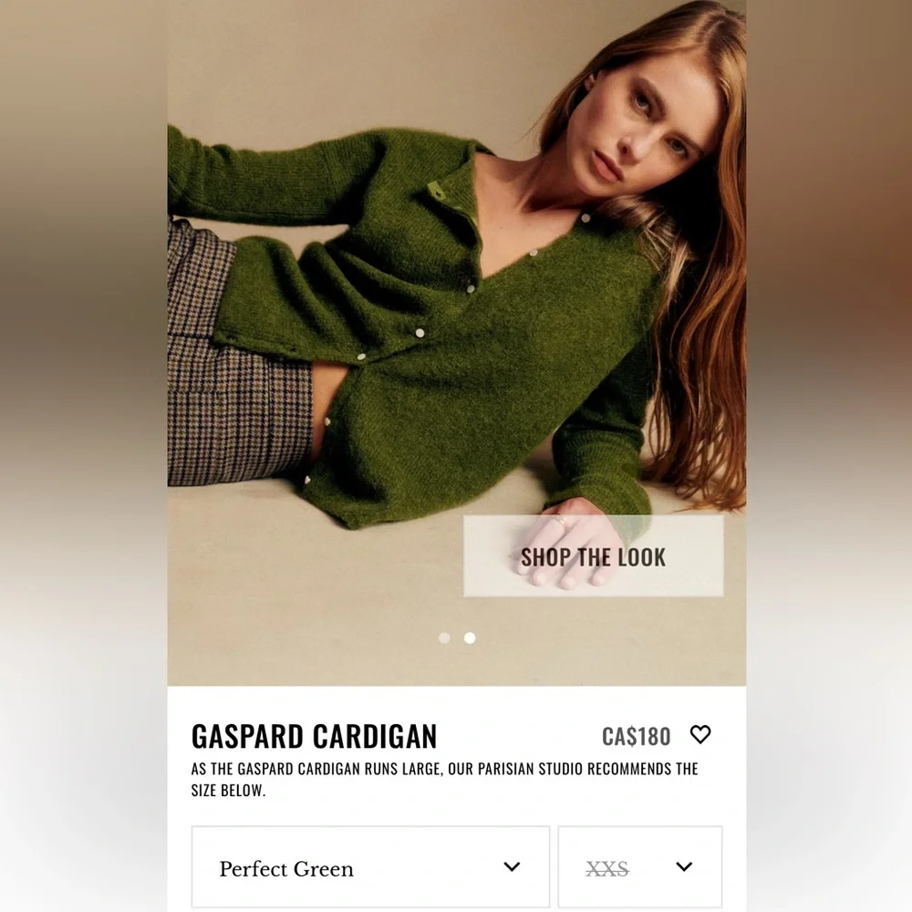 SOLD Sezane Green Gaspard Cardigan XXS - Picture 3 of 3